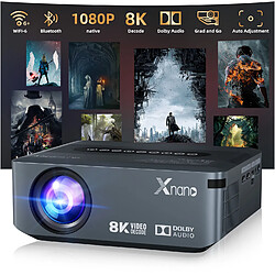 Vidéoprojecteur XNANO X1 , vidéoprojecteur Full HD 1080P Android 9, Dolby Audio, gris X1 Projecteur vidéo 4K compatible, vidéoprojecteur Full HD 1080P Android 9, WiFi 2.4/5G, Bluetooth 5.0, correction trapézoïdale électrique