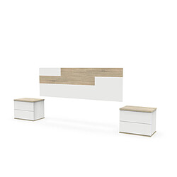 Avis Pegane Tête de lit avec 2 chevets chambre à coucher coloris Chêne cambrian / Blanc