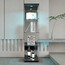 Avis Vitrine en verre - Superaly - 4 couches - avec éclairage LED - 1 porte-42.5x36.5x164cm-noir
