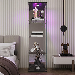 Acheter Vitrine en verre - Superaly - 4 couches - avec éclairage LED - 1 porte-42.5x36.5x164cm-noir