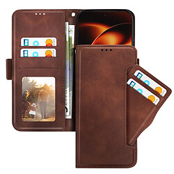 Avizar Étui Portefeuille pour Xiaomi 17 Ultra avec Support et Porte-Carte Amovible Marron pas cher