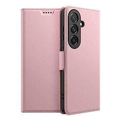 Avizar Étui Portefeuille pour Galaxy S26 Effet Cuir Lisse avec Support Vidéo Rose