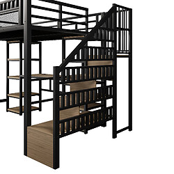 Acheter Onever Lit mezzanine 140x200 cm – Bureau LED USB – Métal noir