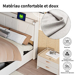 Lit rembourré - Superaly - 160 x 200cm - Avec ports USB - réglage hydraulique - Beige pas cher