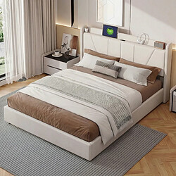 Avis Lit rembourré - Superaly - 160 x 200cm - Avec ports USB - réglage hydraulique - Beige