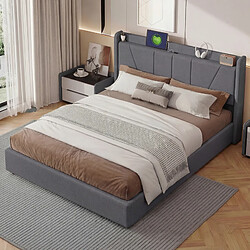 Avis Lit rembourré - Superaly - 160 x 200cm - Avec ports USB - réglage hydraulique - Gris