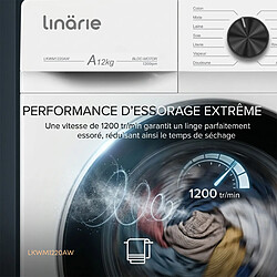 Lave-linge Linarie LKWM1220AW Blanc 12kg 1200 tours moteur induction 14 programmes pas cher