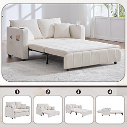 modfu Canapé convertible 2 places avec poche de rangement, en chenille, beige pas cher