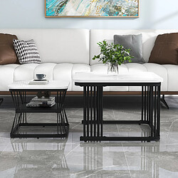 Avis MIVRAY Lot 2 tables d'appoint 65x65x45 et 45x45x39.5 cm brillantes MDF blanc