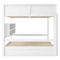 Acheter allomn Lit superposé 160x200 cm - 6 niches rangement LED - pin MDF blanc