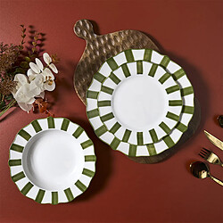 Acheter Paris Prix Lot de 6 Assiettes Plates Cleo 27cm Vert & Blanc