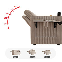 Acheter modfu Canapé convertible 2 place avec avec porte-gobelet et coussins, en velours côtelé, blanc