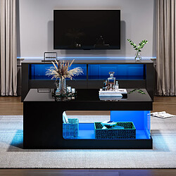 Acheter MIVRAY Table basse 100x50x35 cm rangement ouvert LED panneau de particules noir
