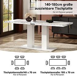 Avis DZMDIP Table à manger extensible bois naturel 140-180 cm plateau épais 30 mm 6-8 personnes,blanc
