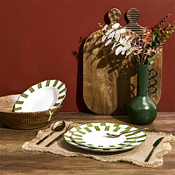 Paris Prix Lot de 6 Assiettes Plates Cleo 27cm Vert & Blanc pas cher