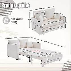 Avis modfu Canapé convertible 2 places avec poche de rangement, en chenille, beige