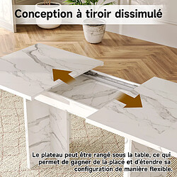 Avis DZMDIP Table à manger extensible effet marbre blanc 140-180 cm 6-8 personnes modernes