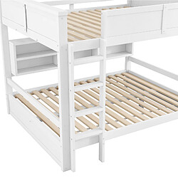 Avis allomn Lit superposé 160x200 cm - 6 niches rangement LED - pin MDF blanc