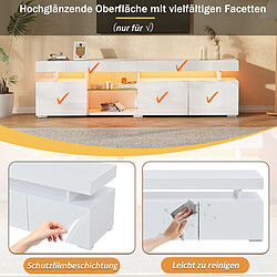 Acheter Onever Meuble TV LED 180x35x45 cm - 3 portes niche étagère verre - blanc brillant