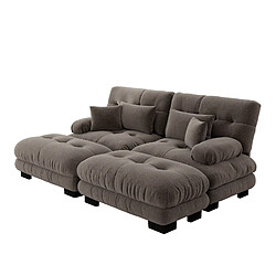 modfu Canapé modulable 2 places, avec 2 ottomans, en chenille, marron pas cher