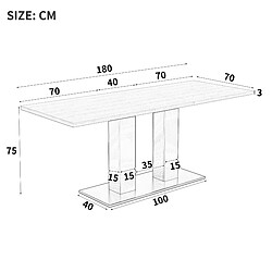 DZMDIP Table à manger extensible bois naturel 140-180 cm plateau épais 30 mm 6-8 personnes,blanc pas cher