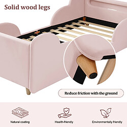 Acheter Onever Lit enfant rembourré 90x200 cm - barrière sécurité pieds bois - velours rose