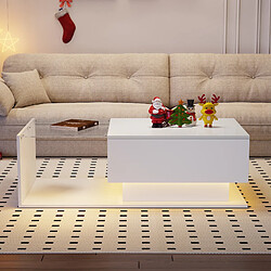 Avis MIVRAY Table basse 100x50x32 cm tiroir intégré LED panneaux de particules blanc
