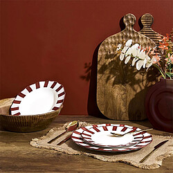 Paris Prix Lot de 6 Assiettes Creuses Cleo 20cm Bordeaux & Blanc pas cher