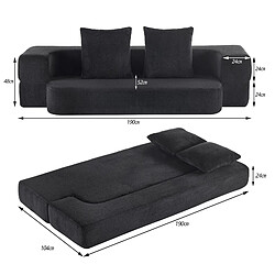 Avis modfu Canapé convertible 2 places, en tissu, noir