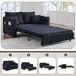 modfu Canapé droit convertible 2 places avec poche latérale, en chenille, noir pas cher
