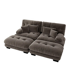 Acheter modfu Canapé modulable 2 places, avec 2 ottomans, en chenille, marron