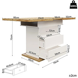DZMDIP Table à manger extensible 110-140 cm avec 3 étagères et rangement pour 4 à 6 personnes pas cher