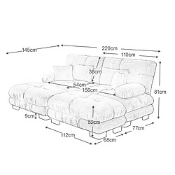 Avis modfu Canapé modulable 2 places, avec 2 ottomans, en chenille, marron