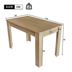 Acheter DZMDIP Table à manger effet chêne moderne avec pieds robustes pour salle à manger