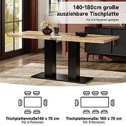 Avis DZMDIP Table à manger extensible bois naturel 140-180 cm plateau épais 30 mm 6-8 personnes