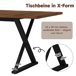Acheter DZMDIP Table à manger 180 cm bois noyer noir pieds métal en X 6-8 personnes moderne