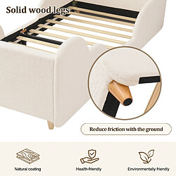 Avis Onever Lit enfant rembourré 90x200 cm - barrière sécurité pieds bois - velours blanc