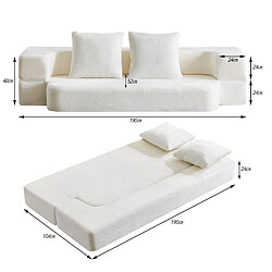 Avis modfu Canapé convertible 2 places, en mousse, blanc crème