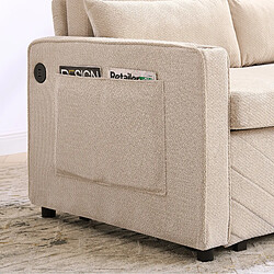 modfu Canapé convertible 2 places avec ports USB, en tissu, beige pas cher