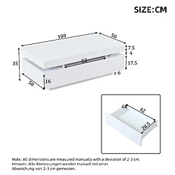 MIVRAY Table basse 100x50x35 cm 2 tiroirs LED panneau de particules blanc pas cher