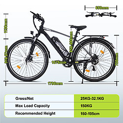DYU Vélo Électrique Urbain 250W Batterie Autonomie 40-60km Suspension Avant Frein à Disque pas cher