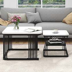 Acheter MIVRAY Lot 2 tables d'appoint 65x65x45 et 45x45x39.5 cm brillantes MDF blanc