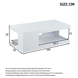 MIVRAY Table basse 100x50x35 cm LED rangement panneaux de particules blanc pas cher