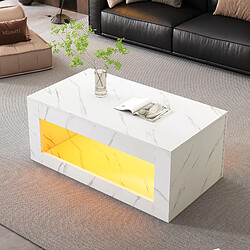 Avis MIVRAY Table Basse 100,5x50,5x50 Cm, LED Et Espace De Stockage Ouvert, Panneaux Particules, Blanc