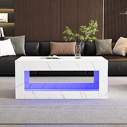 Acheter MIVRAY Table Basse 100,5x50,5x50 Cm, LED Et Espace De Stockage Ouvert, Panneaux Particules, Blanc