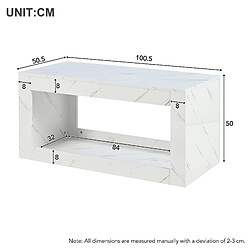 MIVRAY Table Basse 100,5x50,5x50 Cm, LED Et Espace De Stockage Ouvert, Panneaux Particules, Blanc pas cher