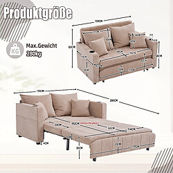 Avis modfu Canapé convertible 2 places avec poche de rangement, en chenille, kaki