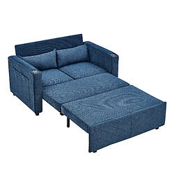 Acheter modfu Canapé convertible 2 places, avec ports USB, en tissu, bleu marine