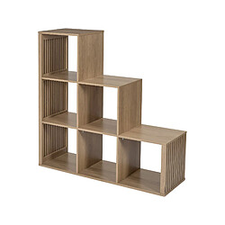 Mes Etagère escalier 7 niches 102x32x100 cm naturel - AKLUS pas cher