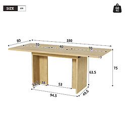 DZMDIP Table à manger extensible effet chêne 140-180 cm plateau épais 30 mm 6-8 personnes pas cher